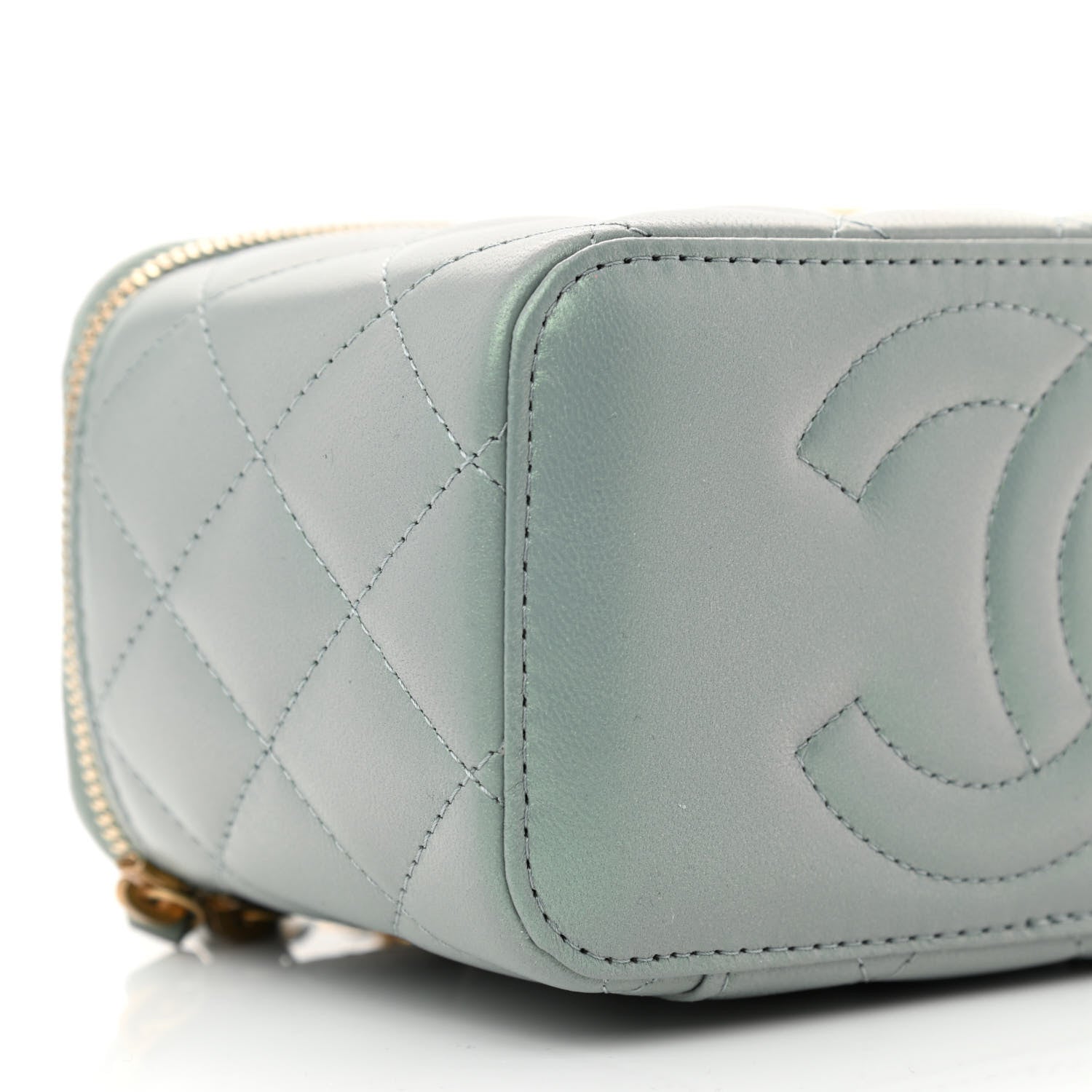 Chanel Metallic Lambskin Quilted Small CC Dynasty Vanity Case With Chain Grey 9 of 11