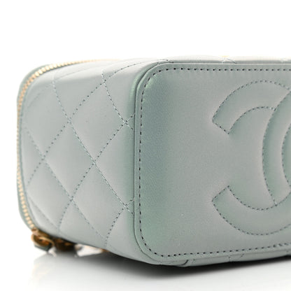 Chanel Metallic Lambskin Quilted Small CC Dynasty Vanity Case With Chain Grey 9 of 11