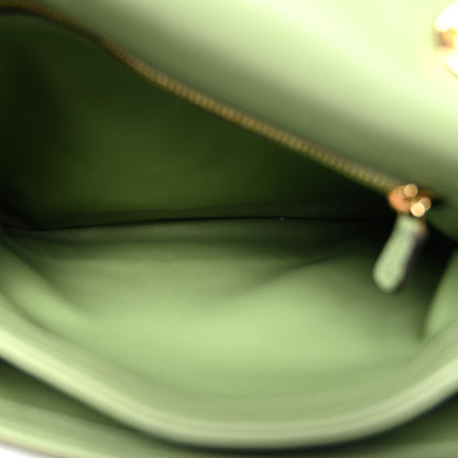 Gucci Roxy Calfskin Web Medium Blondie Top Handle Shoulder Flap Bag Salamander Green 6 of 11