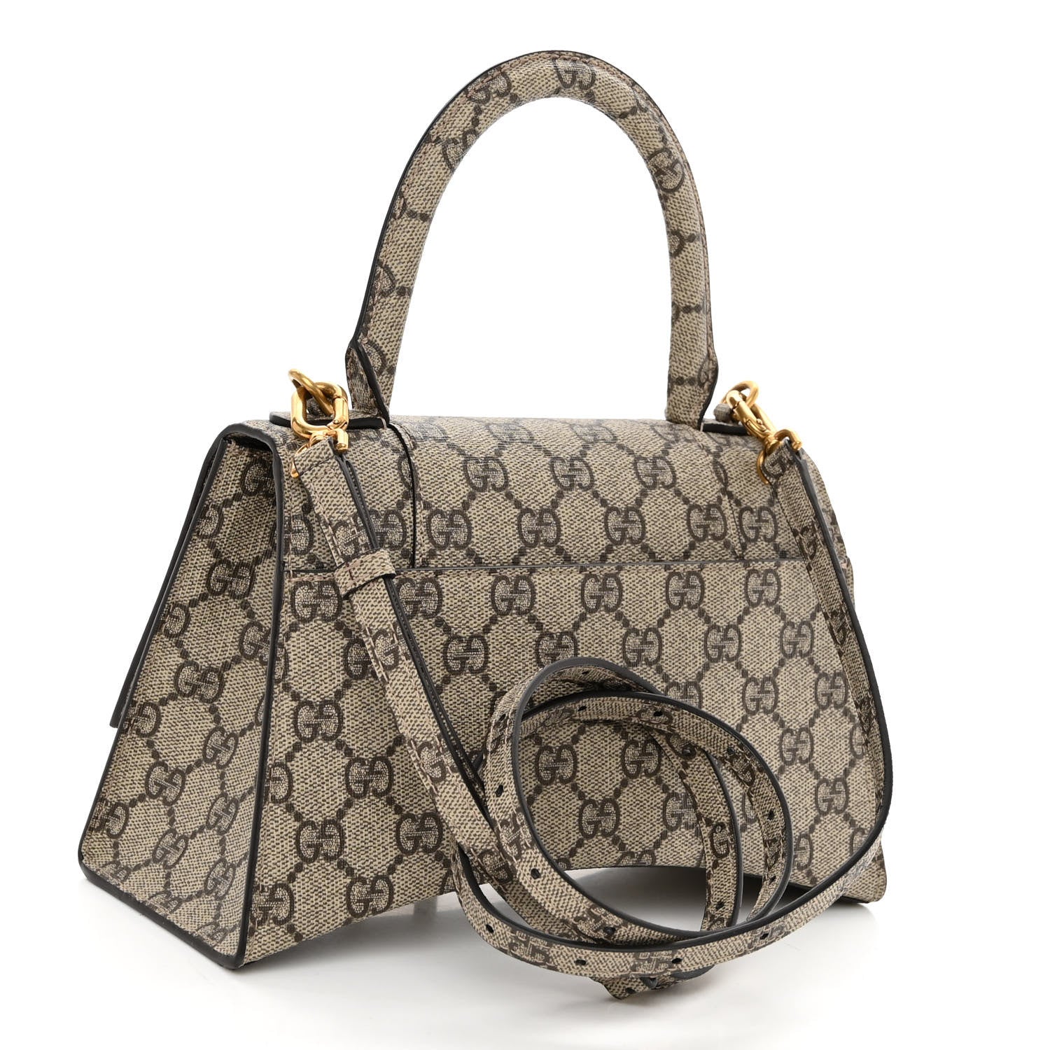 Balenciaga X GUCCI GG Supreme Monogram Small Hourglass Top Handle Bag Beige Ebony 3 of 9