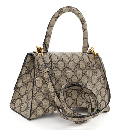 Balenciaga X GUCCI GG Supreme Monogram Small Hourglass Top Handle Bag Beige Ebony 3 of 9