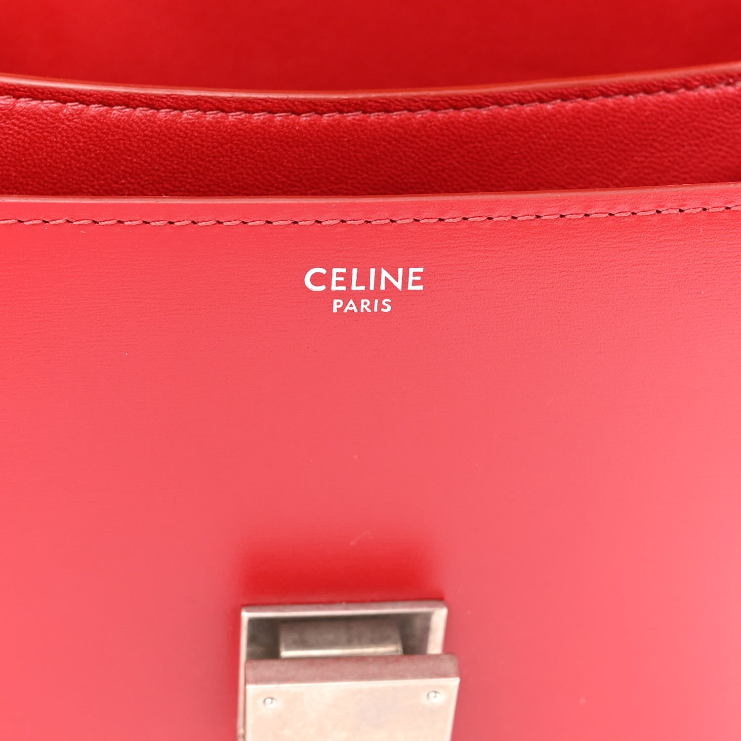 Celine Box Calfskin Medium Classic Box Flap Bag Red 6 of 10