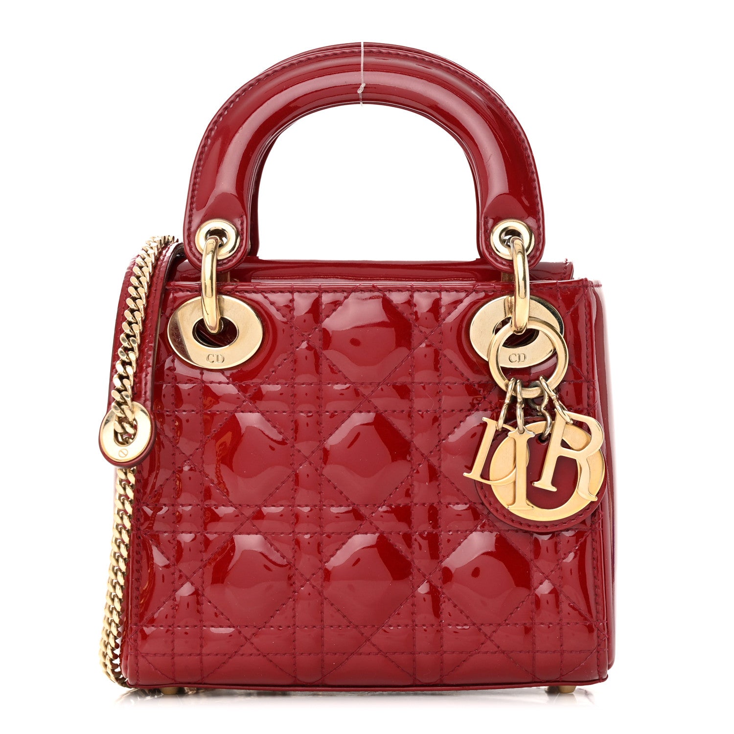 Christian Dior Patent Cannage Mini Lady Dior Red 1 of 18