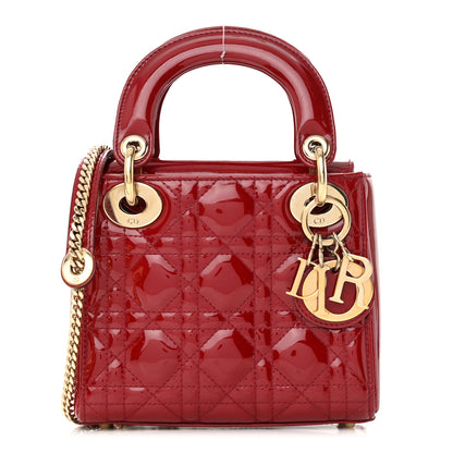 Christian Dior Patent Cannage Mini Lady Dior Red 1 of 18
