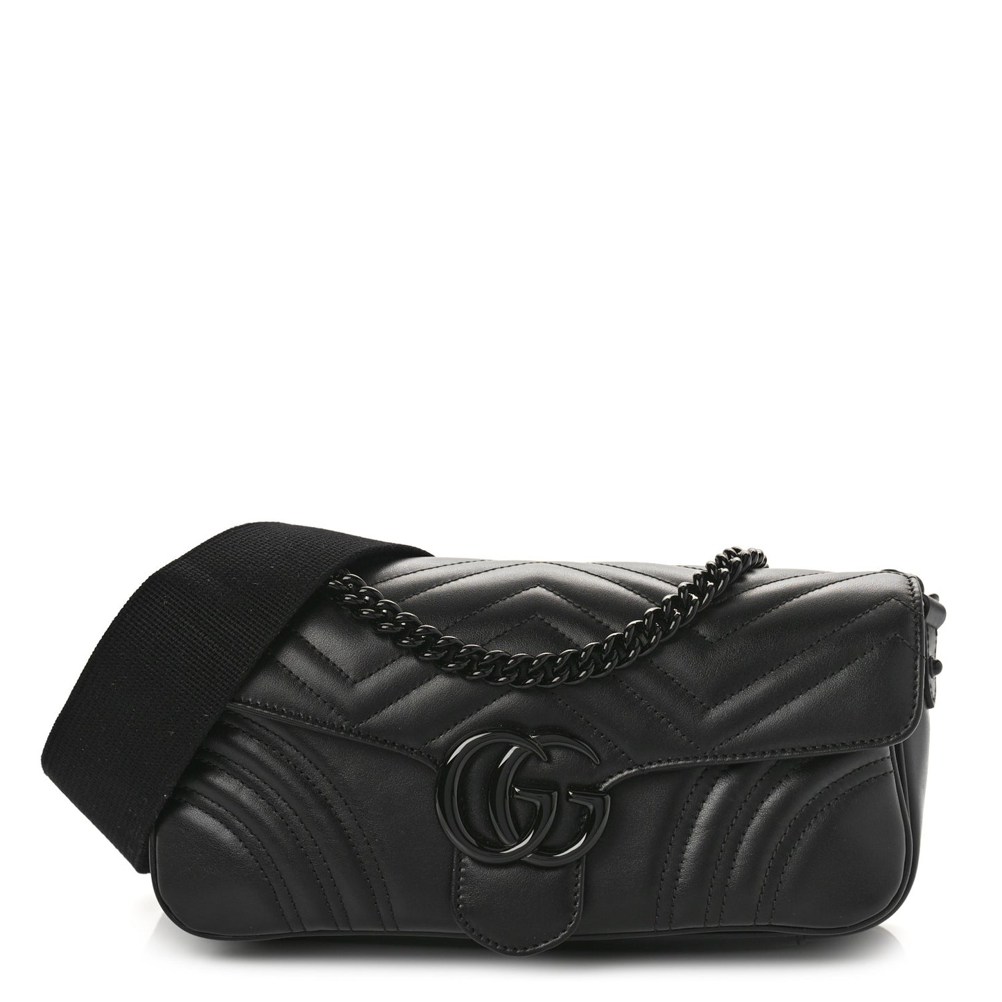 Calfskin Matelasse Monochrome GG Marmont Crossbody Shoulder Bag Black