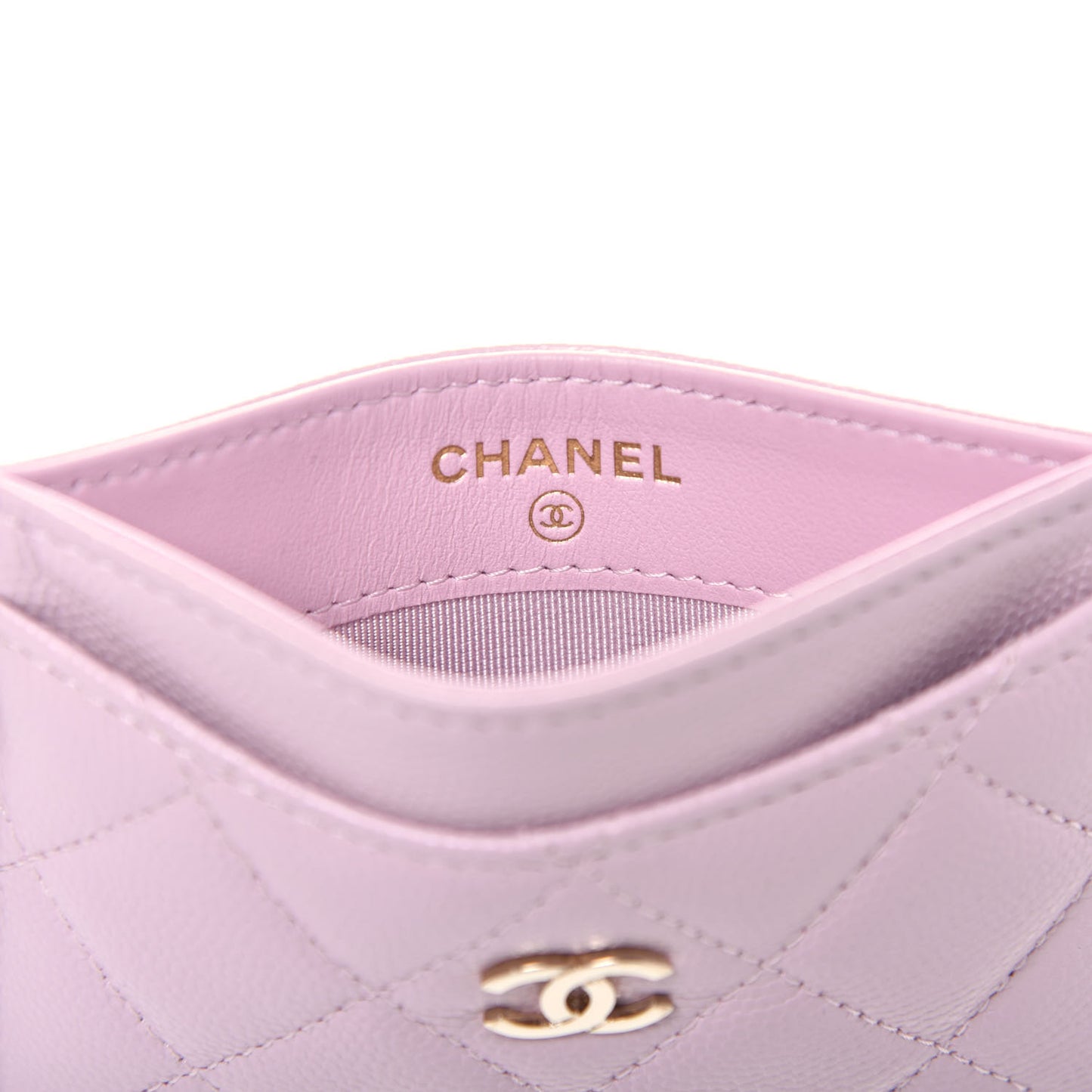 Caviar Quilted Card Holder Light Pink
