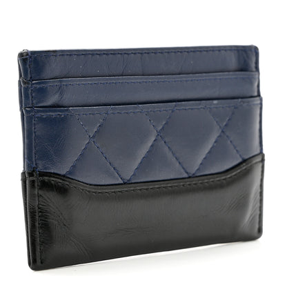 Chanel Aged Calfskin Quilted Gabrielle Card Holder Wallet Navy Black 3 of 8