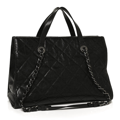 Chanel Crumpled Grained Calfskin Quilted CC Crave Tote Black 3 of 11