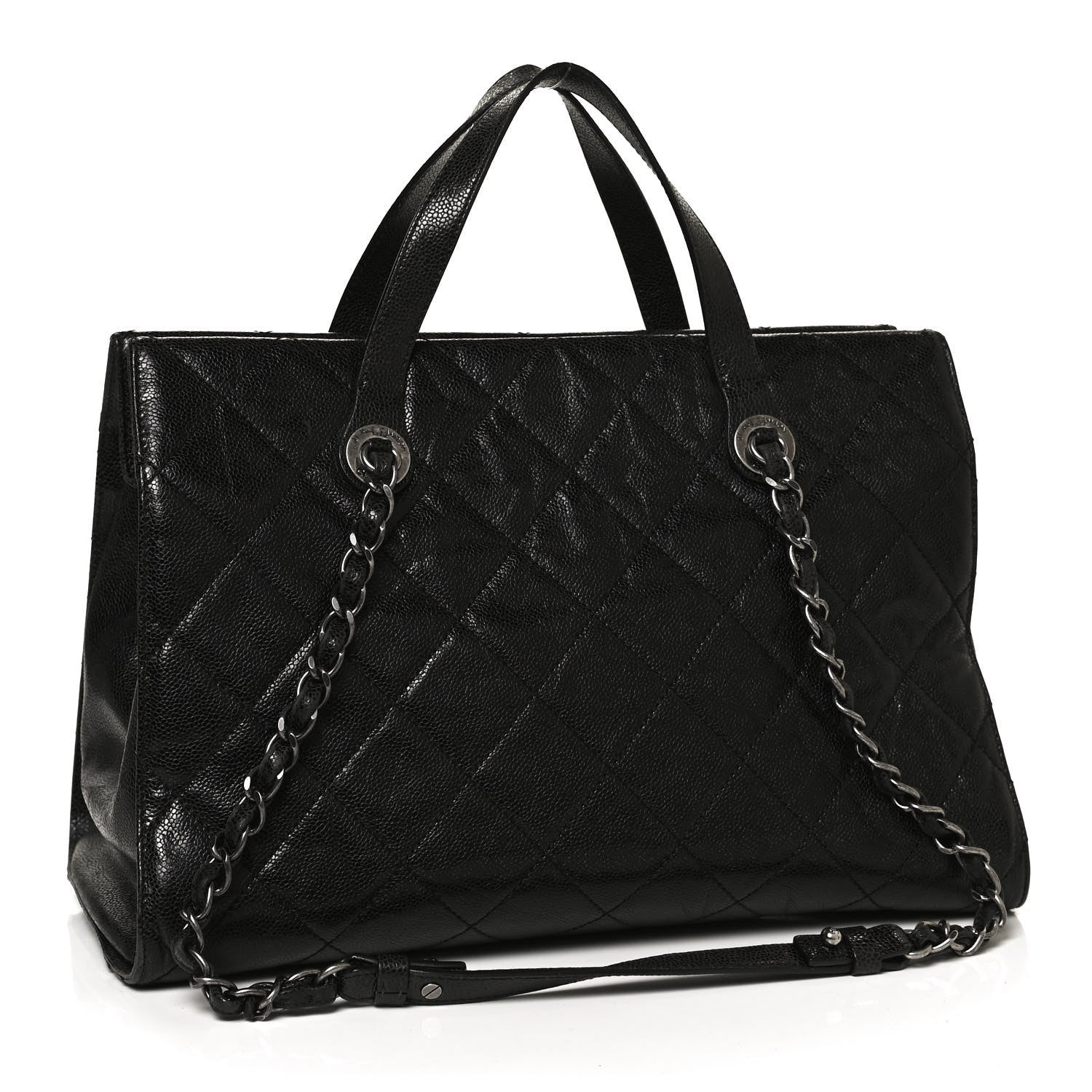 Chanel Crumpled Grained Calfskin Quilted CC Crave Tote Black 3 of 11