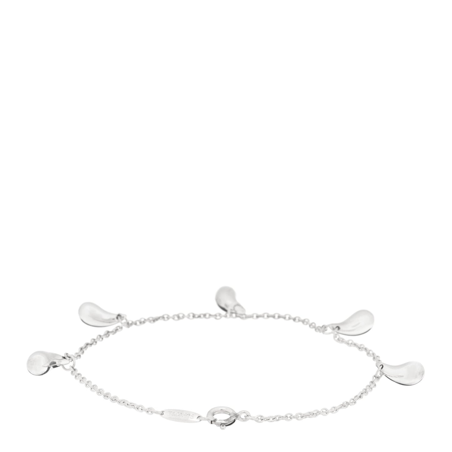 Sterling Silver Elsa Peretti Five Teardrop Charm Bracelet