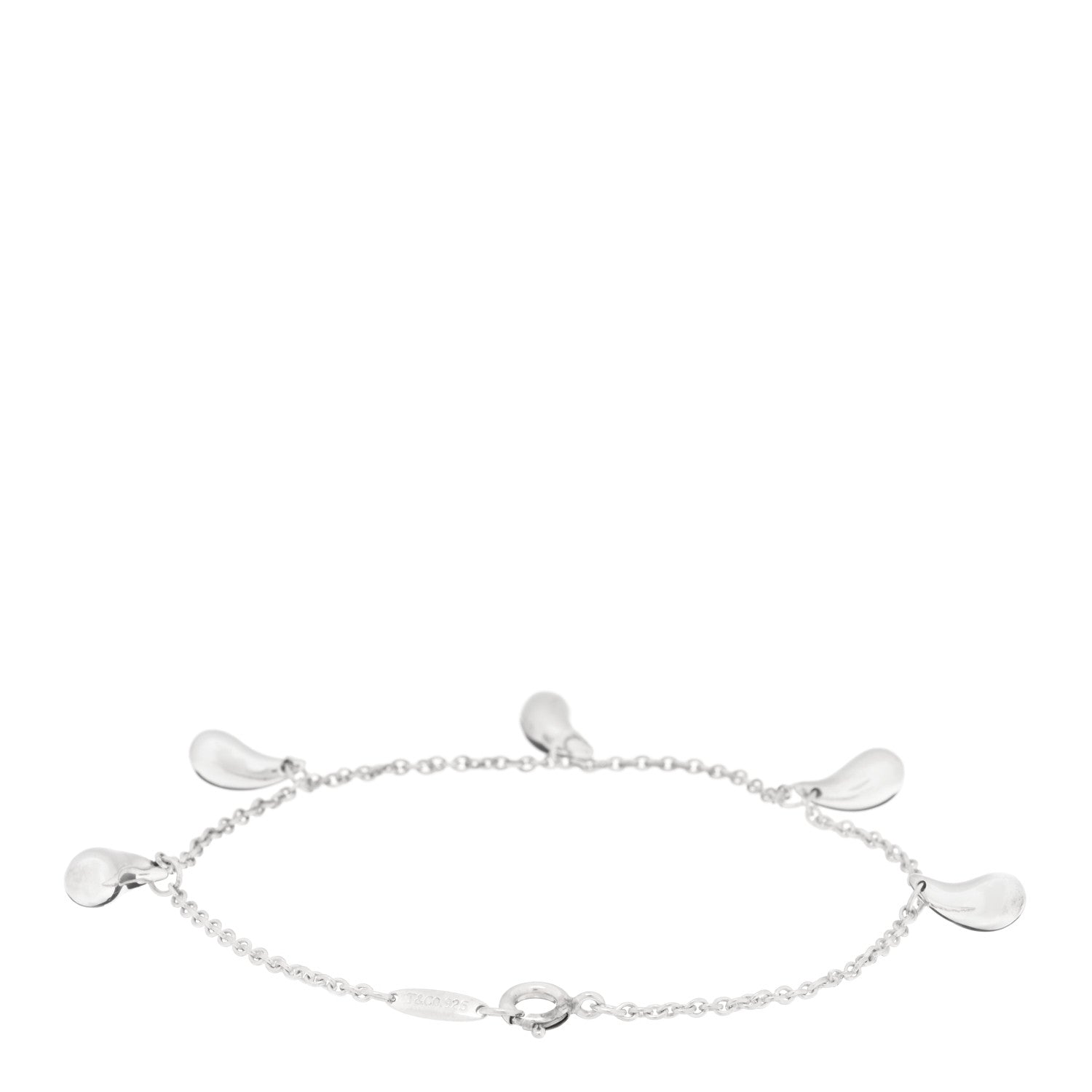 Tiffany Sterling Silver Elsa Peretti Five Teardrop Charm Bracelet 2 of 3