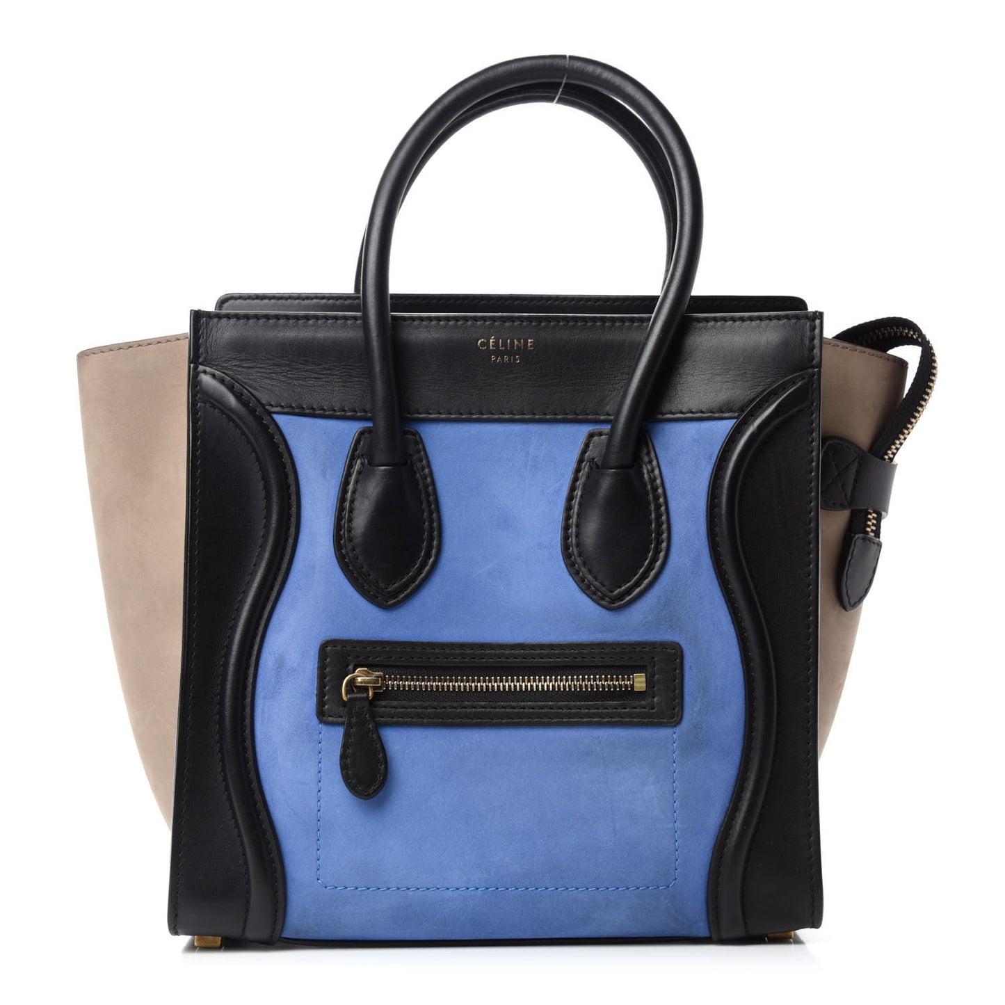 Calfskin Nubuck Suede Micro Tri-Color Luggage Blue