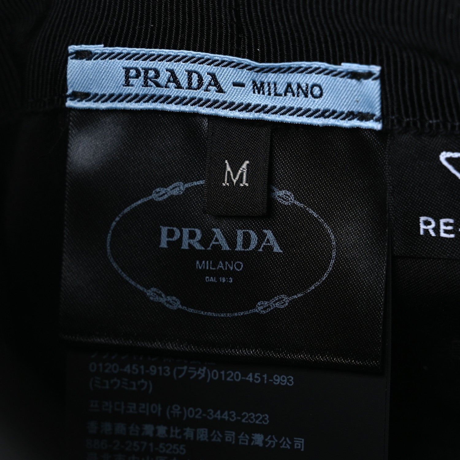 Prada Re-Nylon Metal Triangle Logo Womens Bucket Hat M Black 8 of 8