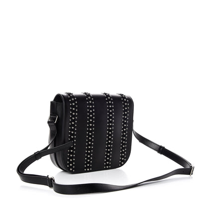 Saint Laurent Smooth Calfskin Suede Betty Stud Stripe Flap Messenger Black 3 of 9