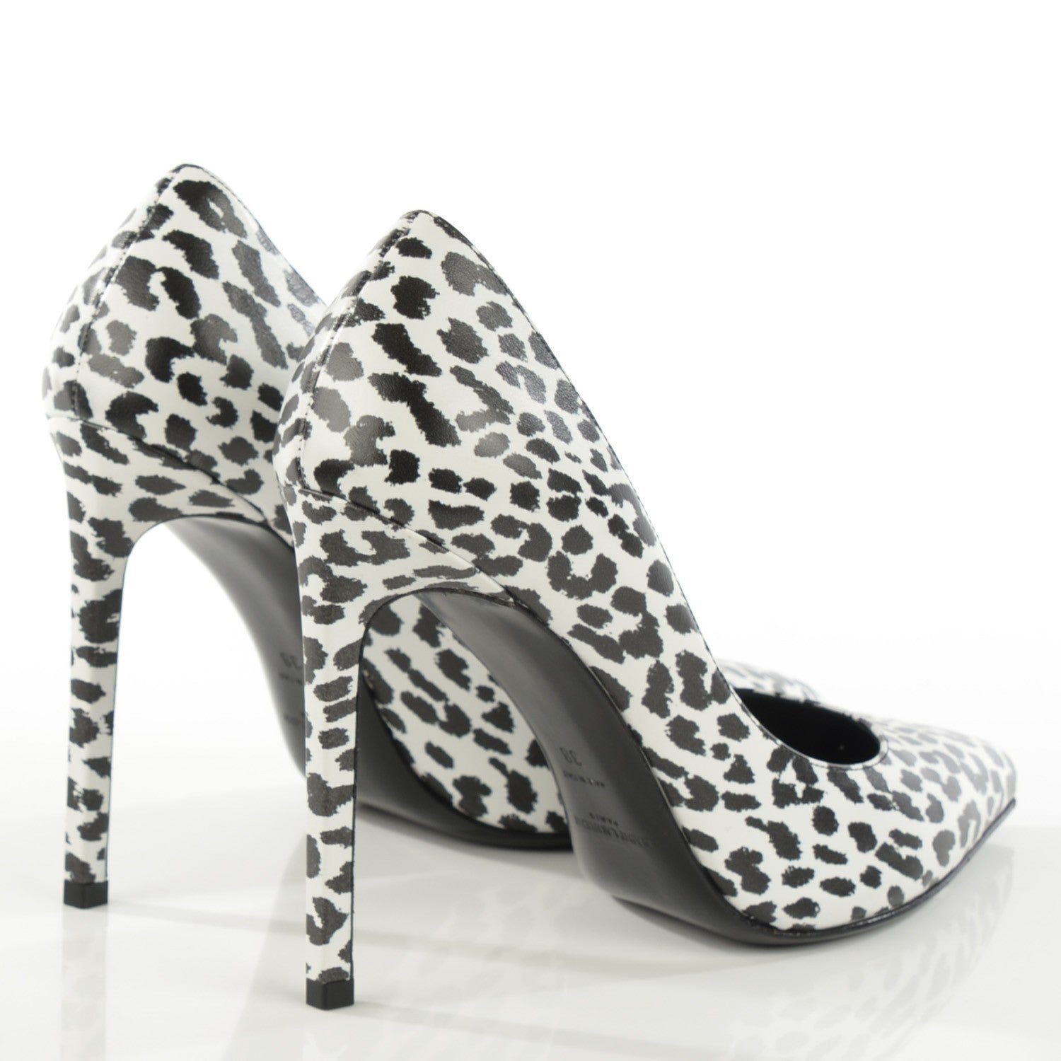 Saint Laurent Soft Calfskin Baby Cat Paris 105 Pumps 38 Bianco Nero Black 4 of 8