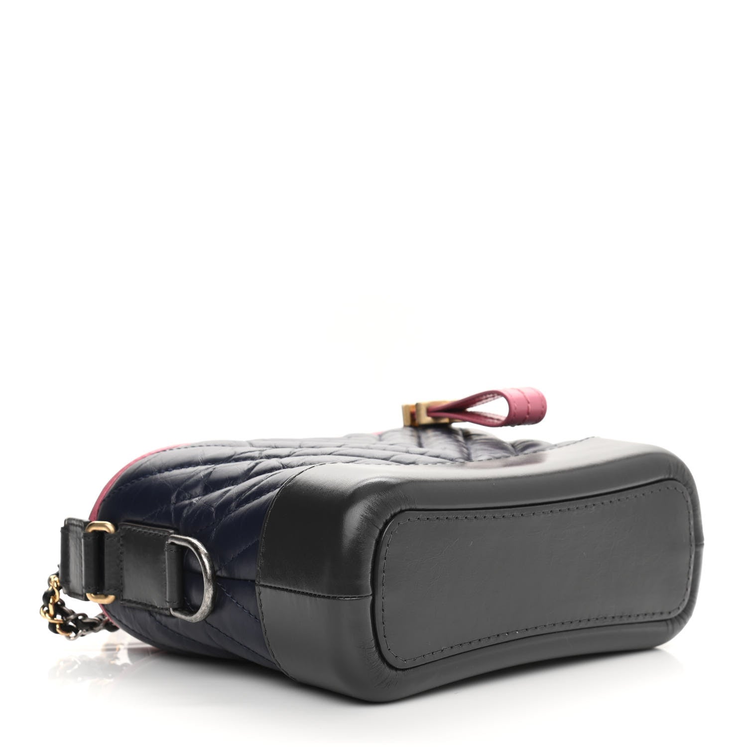 Chanel Aged Calfskin Chevron Quilted Small Gabrielle Hobo Dark Pink Navy 3 of 10