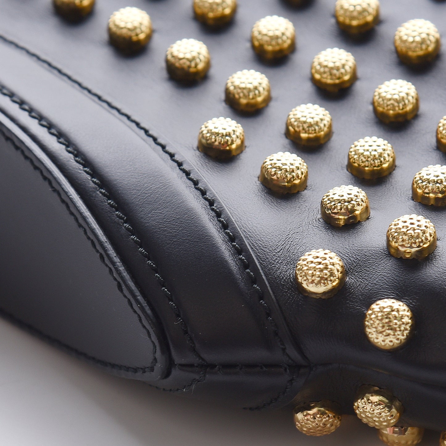 Calfskin Studded De Manta Clutch Black