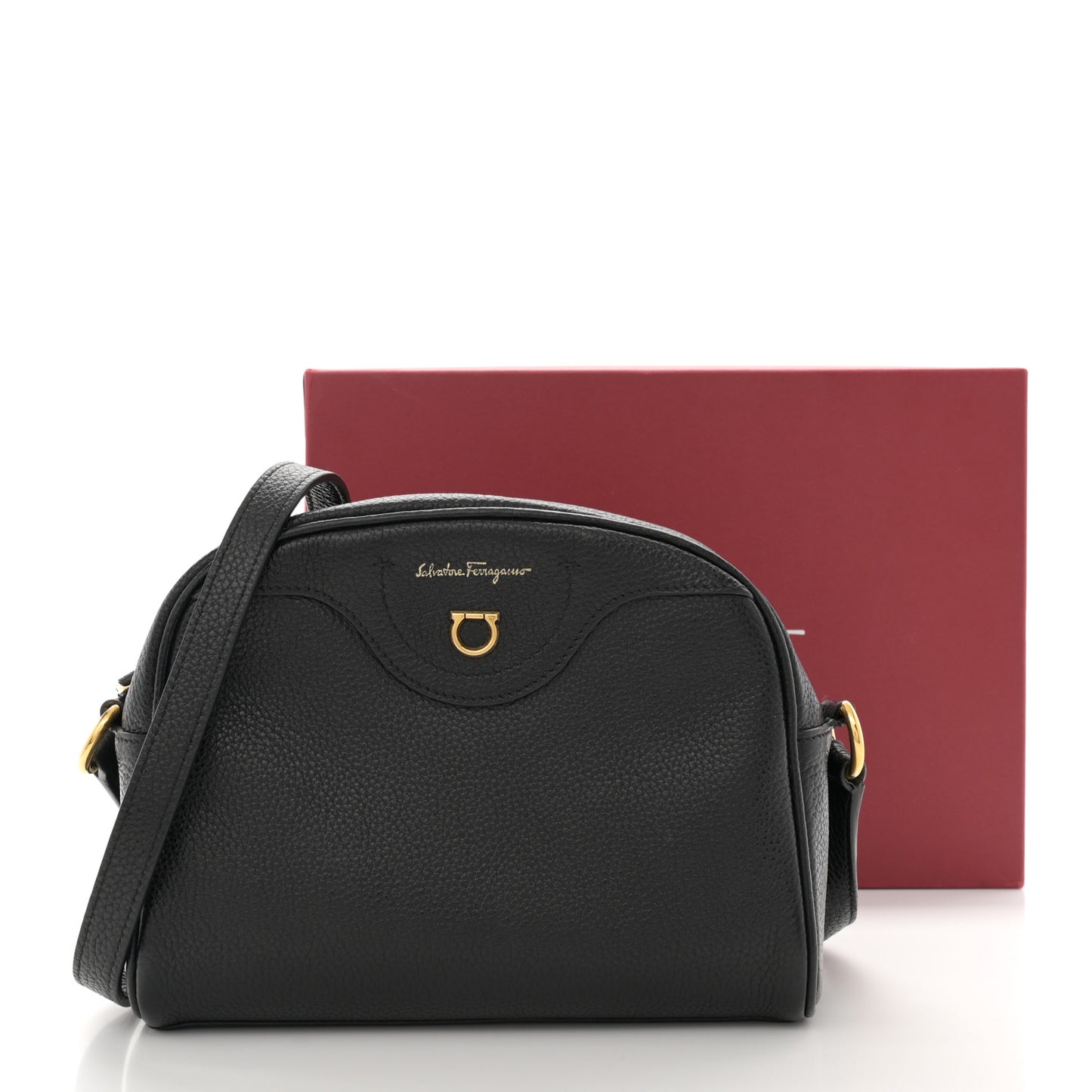 Calfskin Travel Camera Crossbody Bag Black