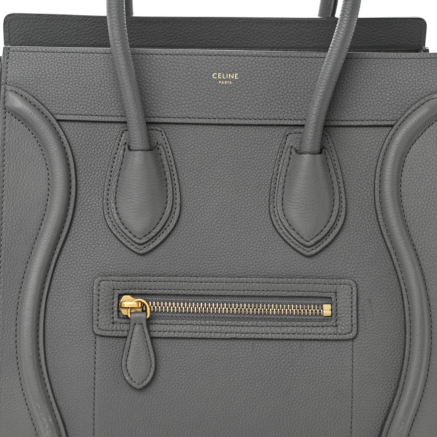 Celine Baby Drummed Calfskin Micro Luggage Kohl 8 of 12
