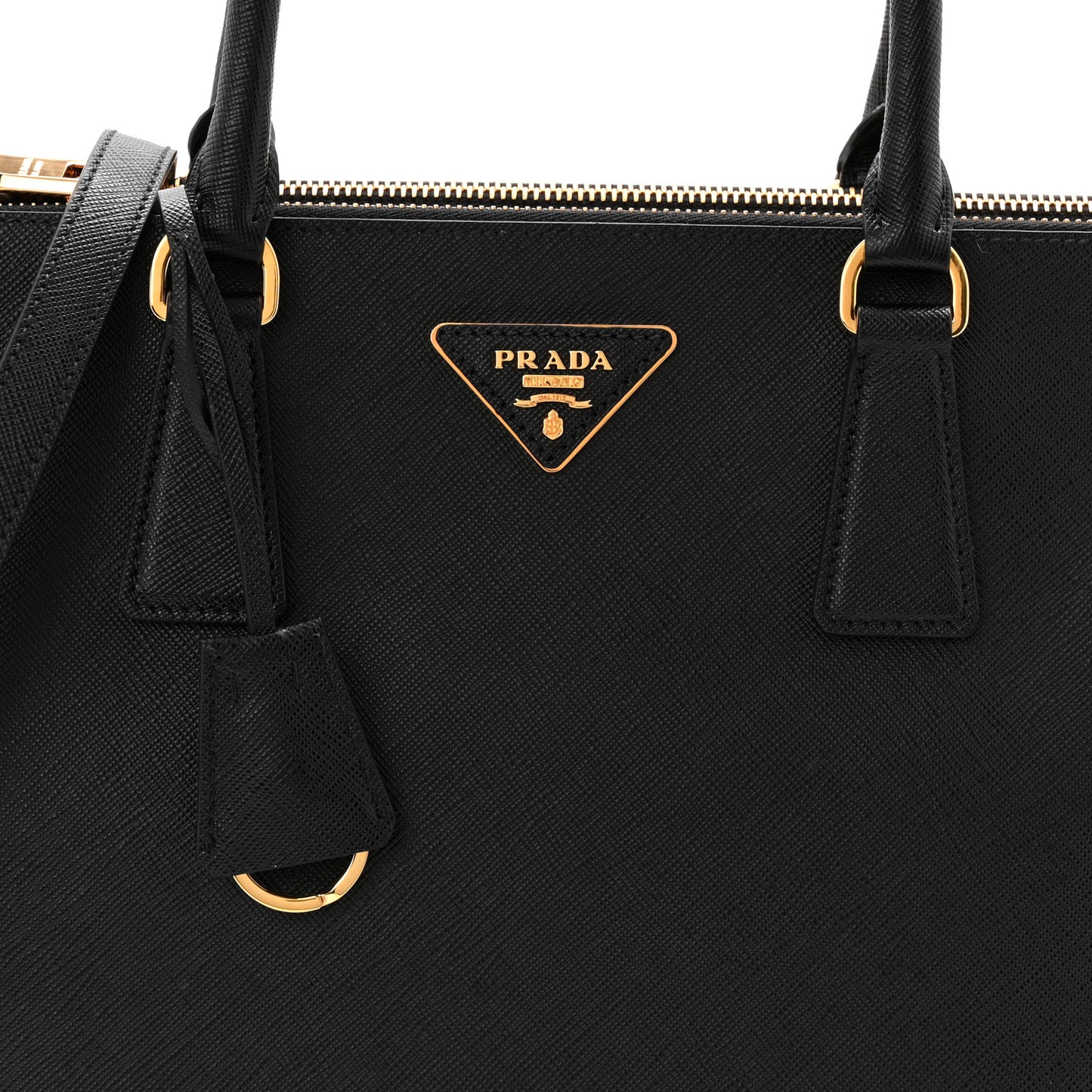 Saffiano Lux Large Galleria Double Zip Tote Black