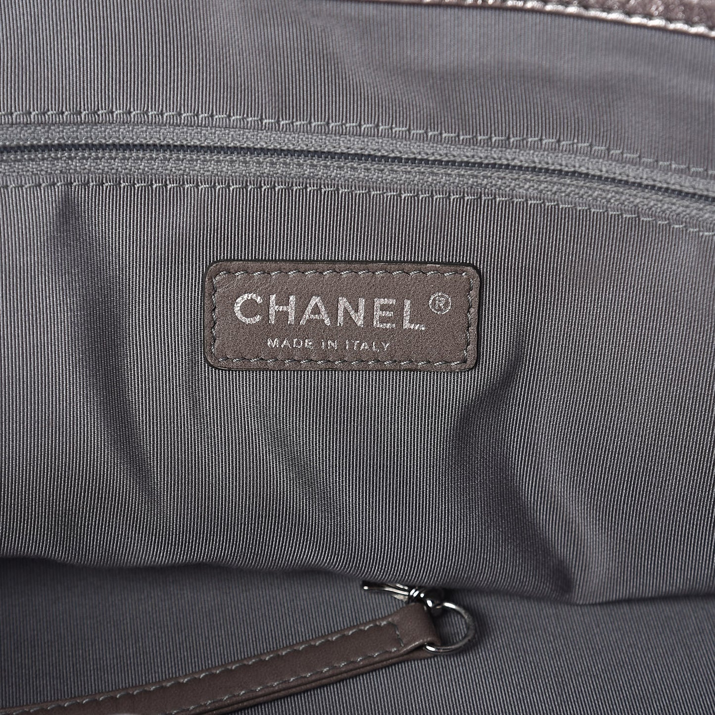 Metallic Cracked Calfskin Modern Chain Tote Dark Silver