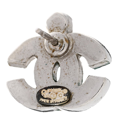 Chanel Resin Crystal CC Earrings Silver White 4 of 5