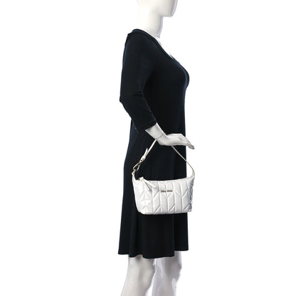 Miu Miu Iridescent Fabric Quilted Mini Spirit Ciré Bag White 2 of 10