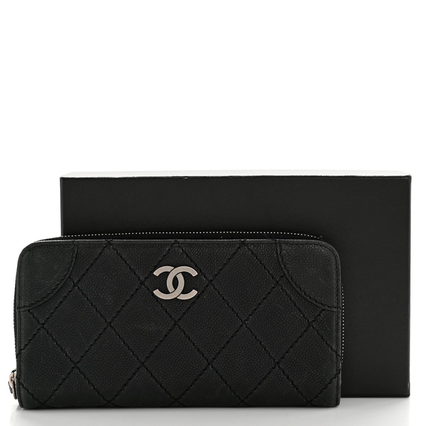 Caviar Quilted Stitched Outdoor Ligne Wallet Black