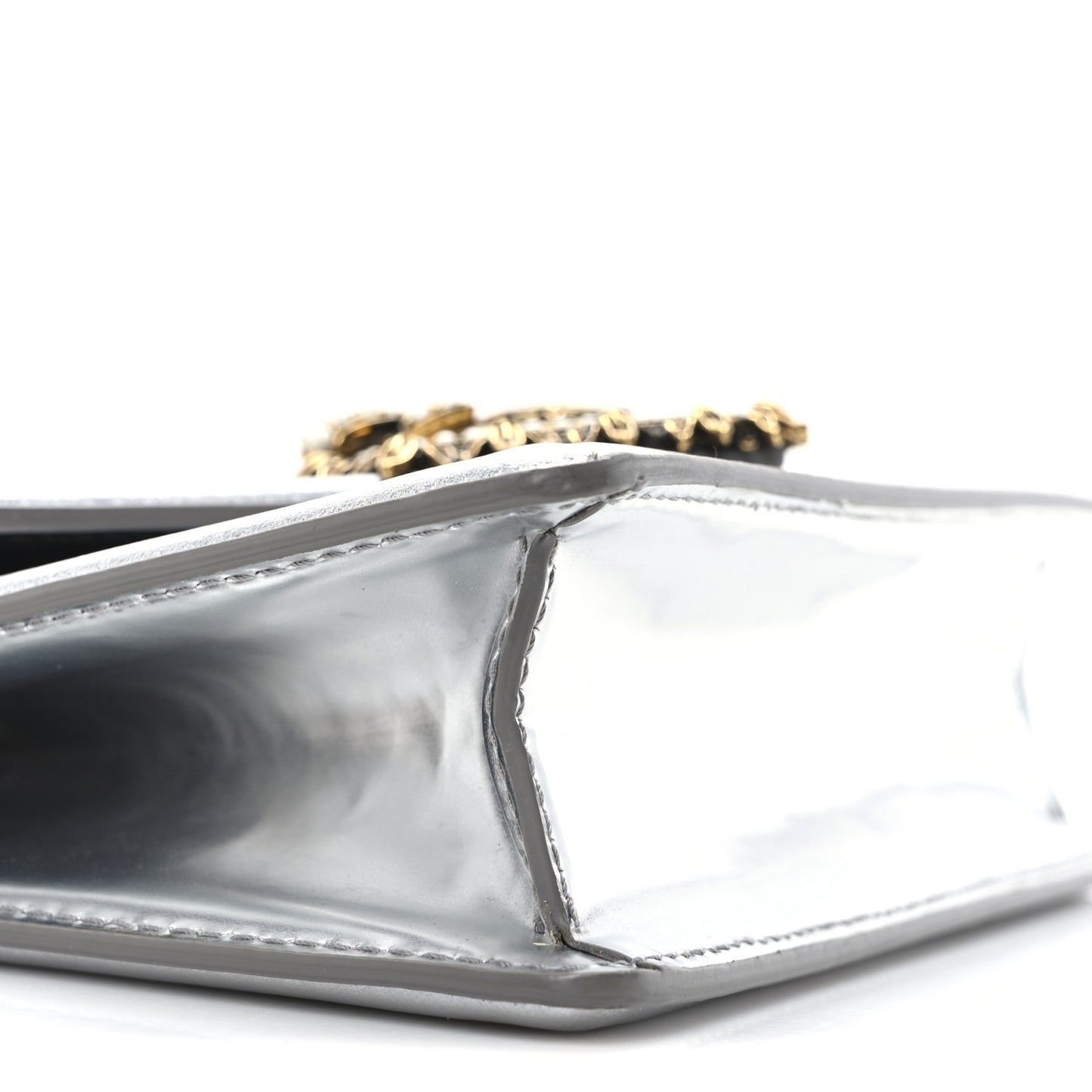 Metallic Nappa Small Devotion Top Handle Bag Silver