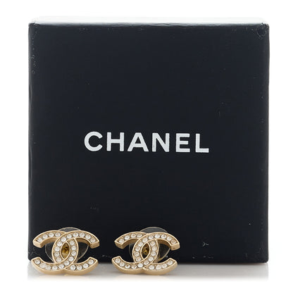 Chanel Crystal Large CC Earrings Gold 3 of 5