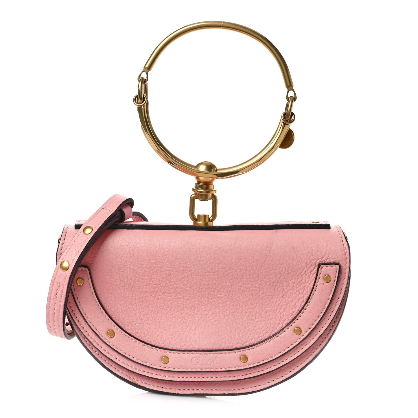 Calfskin Small Nile Bracelet Minaudiere Bag Washed Pink