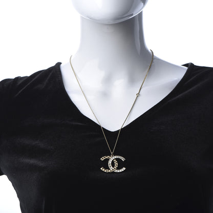 Chanel Baguette Crystal Quilted CC Pendant Necklace Gold 2 of 6
