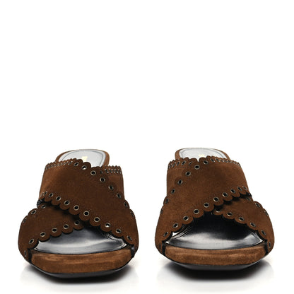 Saint Laurent Suede Eyelet LouLou 70 Mules 41 Land 2 of 9