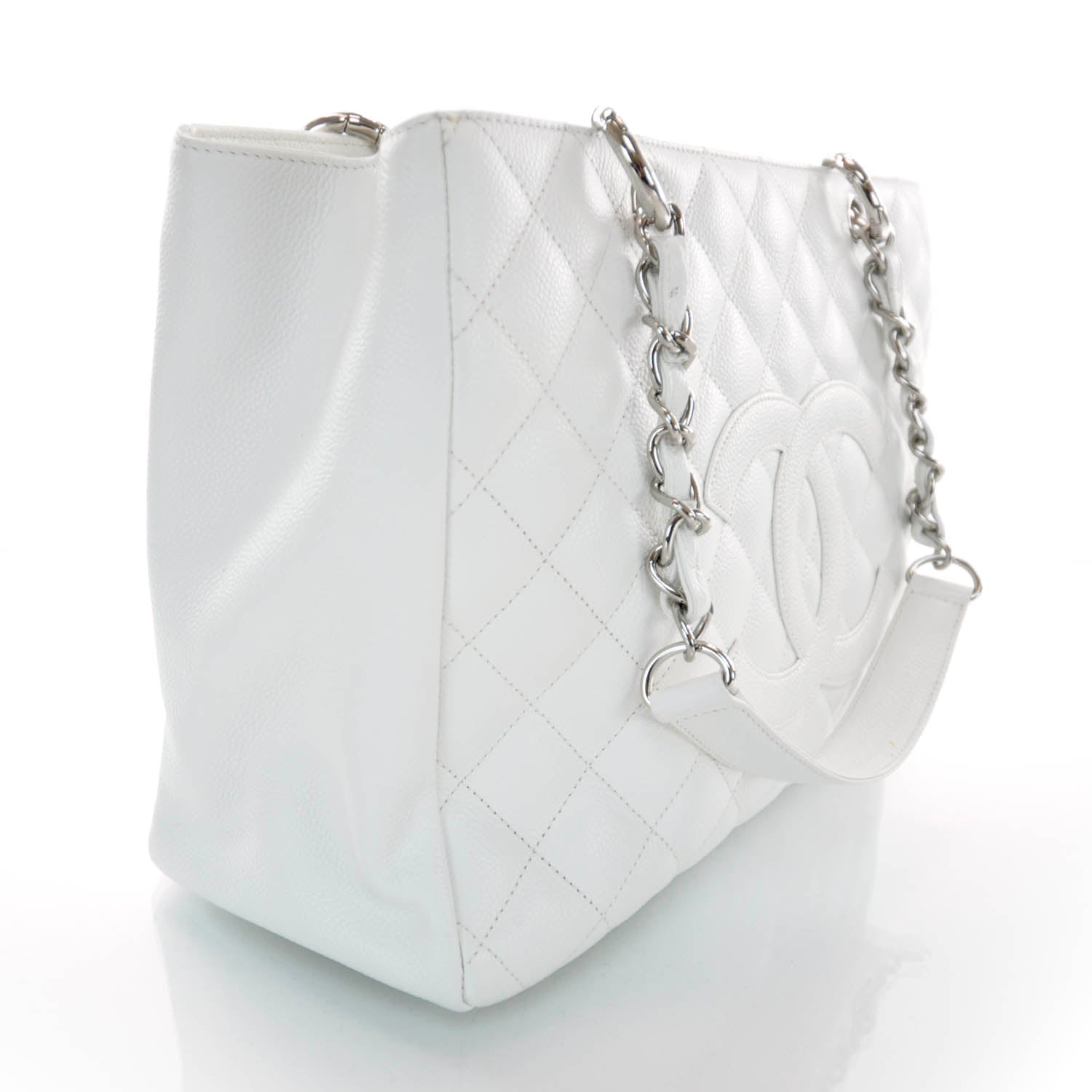 Chanel Caviar Grand Shopping Tote GST White 6 of 11