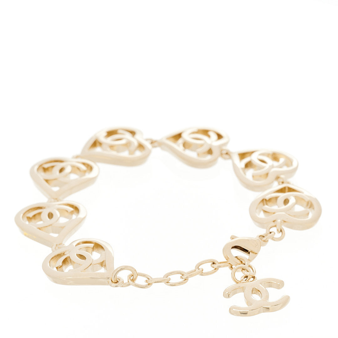 Metal CC Heart Coco In Love Bracelet Light Gold