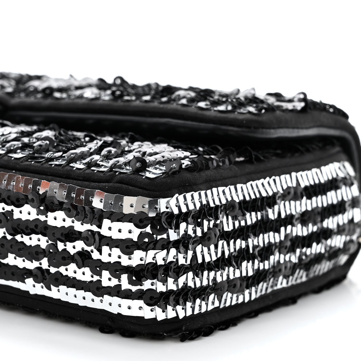 Chanel Sequin Quilted Pearl CC Flap Clutch Black 10 of 11