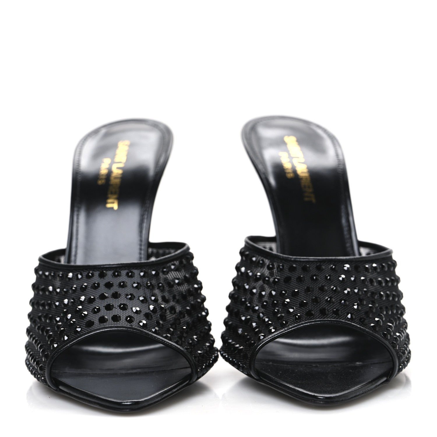 Saint Laurent Tulle Strass Gippy 110 Mule Sandals 39 Black Jet 3 of 10