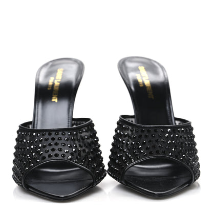 Saint Laurent Tulle Strass Gippy 110 Mule Sandals 39 Black Jet 3 of 10