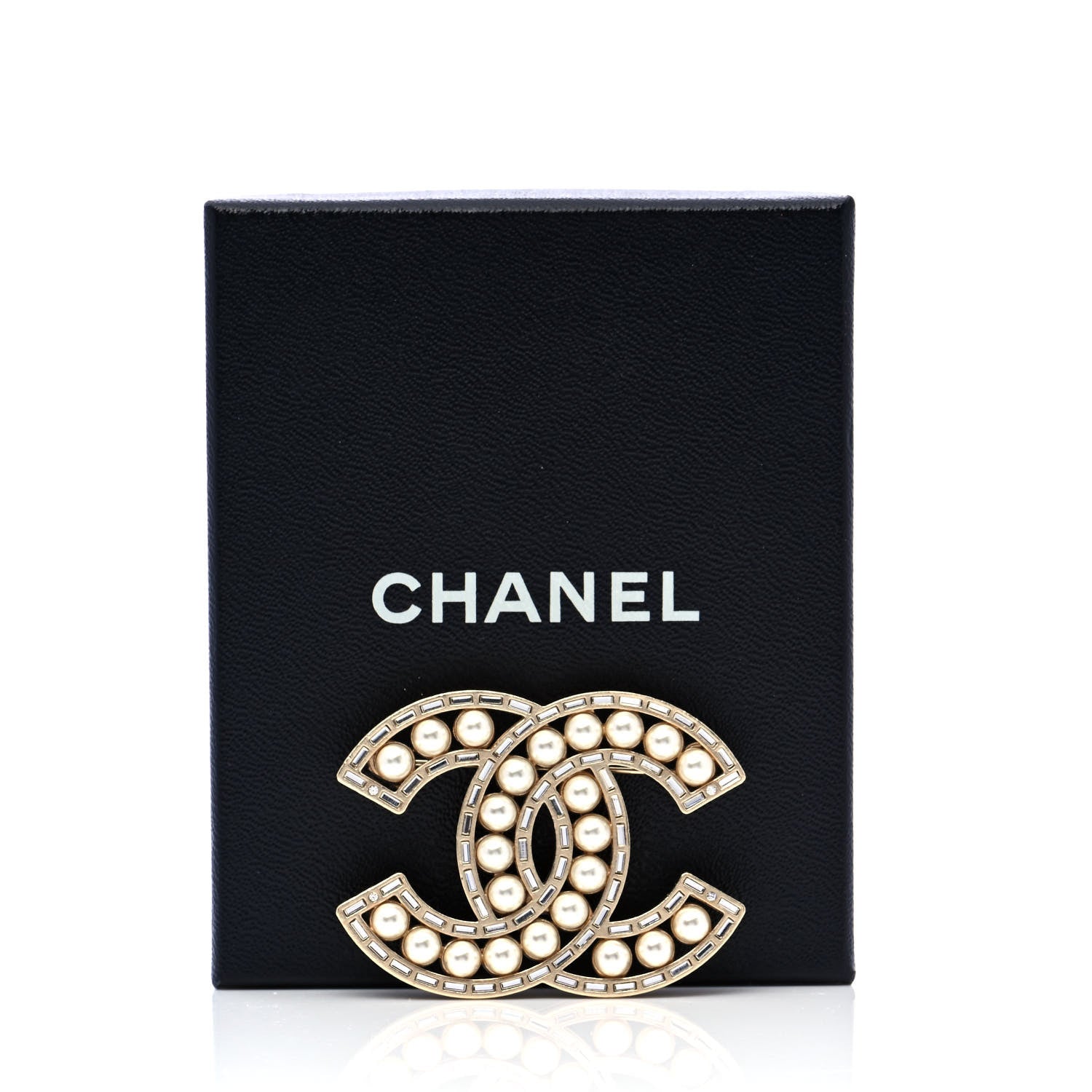 Chanel Crystal Baguette Pearl CC Brooch Gold 5 of 5