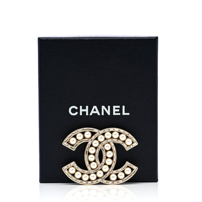 Chanel Crystal Baguette Pearl CC Brooch Gold 5 of 5