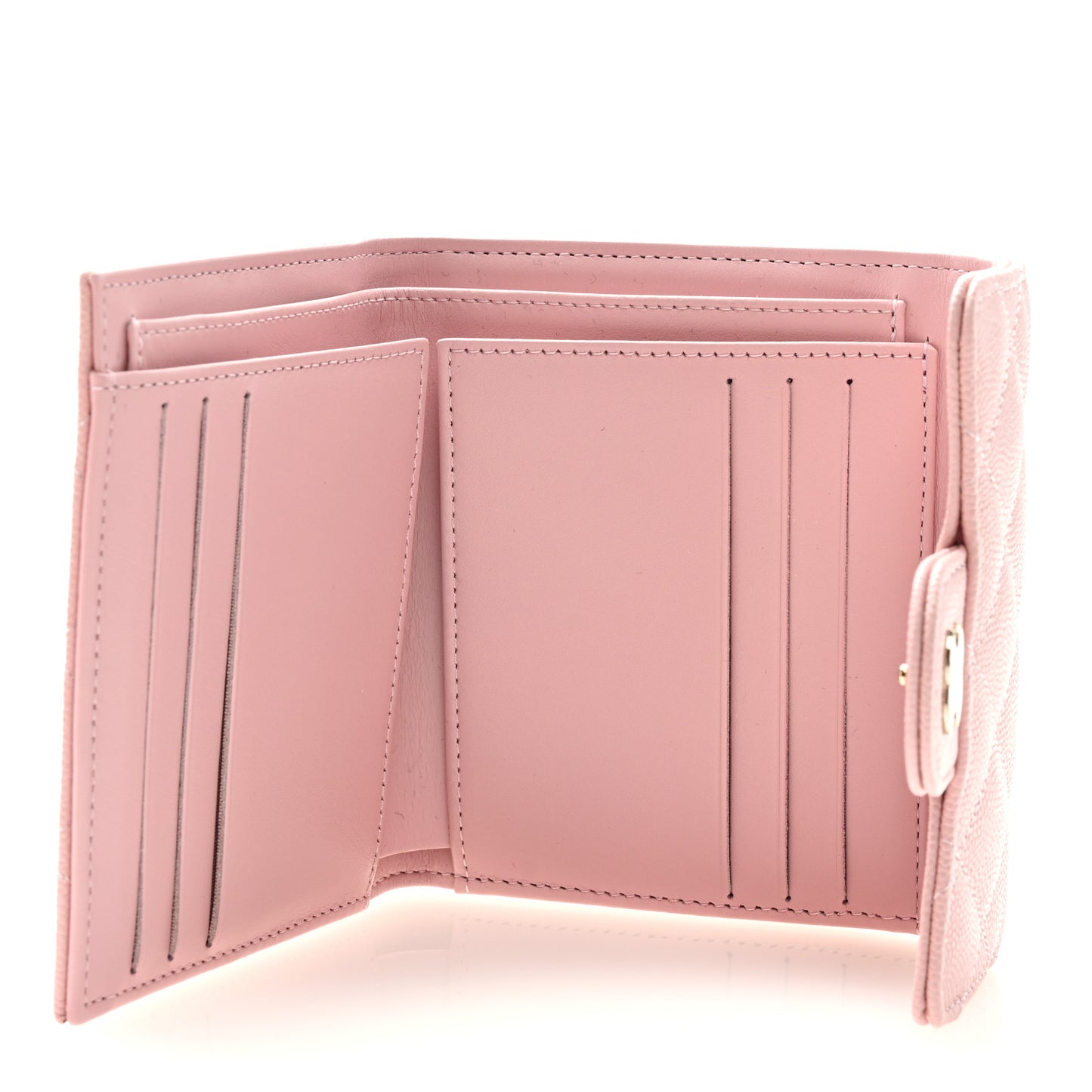 Caviar Quilted Compact Flap Wallet Light Pink