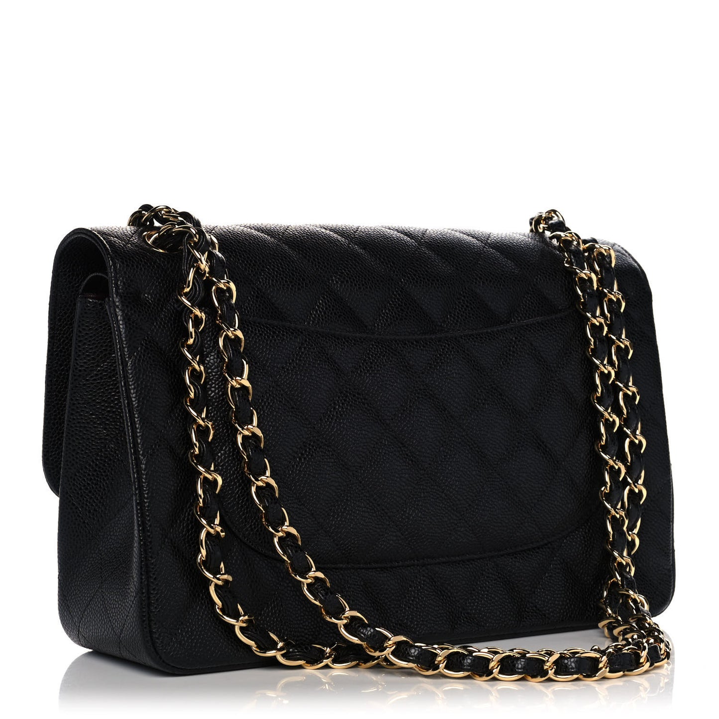 Caviar Quilted Jumbo Double Flap Black