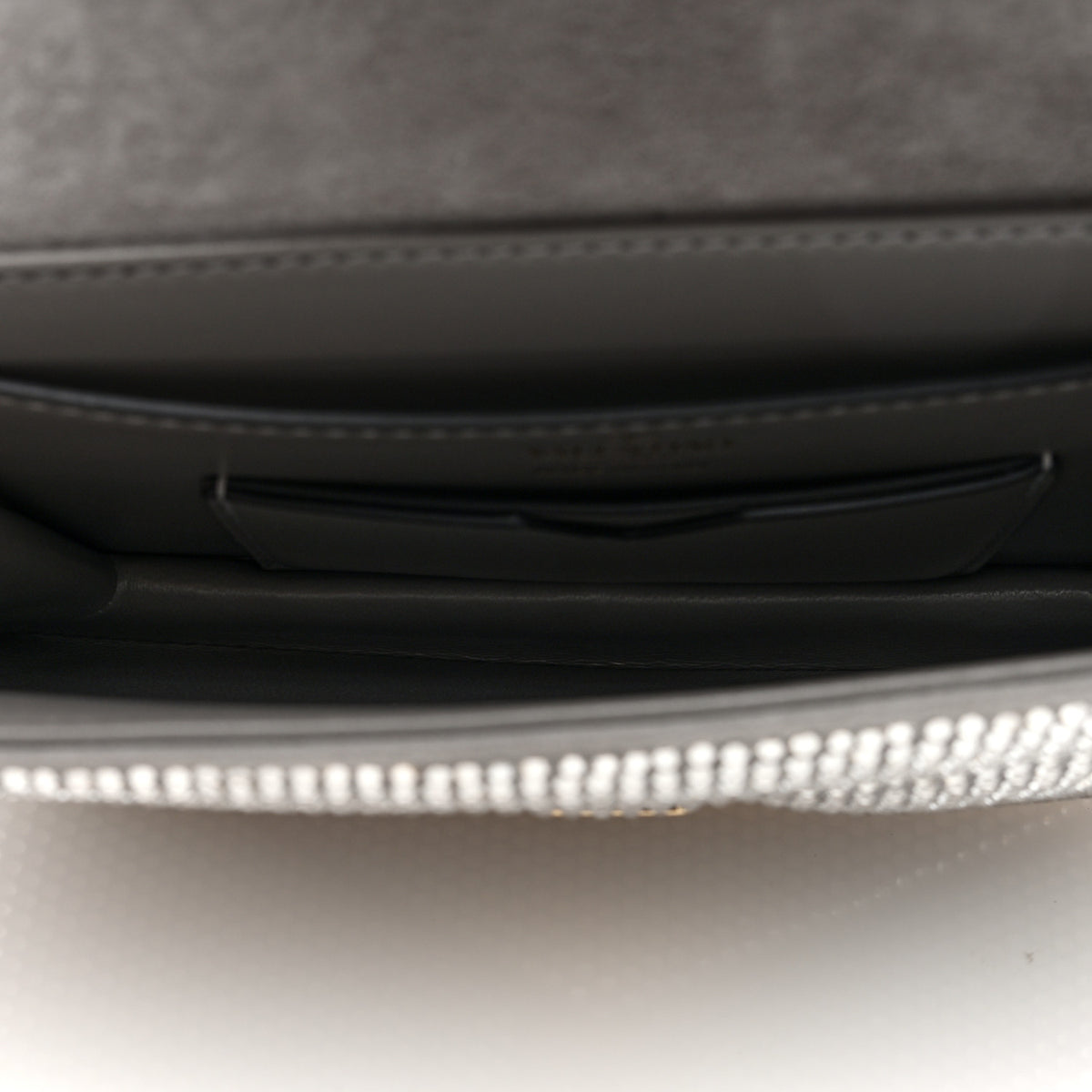 Valentino Garavani Crystal Suede Embellished Small One Stud Clutch With Chain Silver 4 of 8
