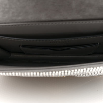 Valentino Garavani Crystal Suede Embellished Small One Stud Clutch With Chain Silver 4 of 8