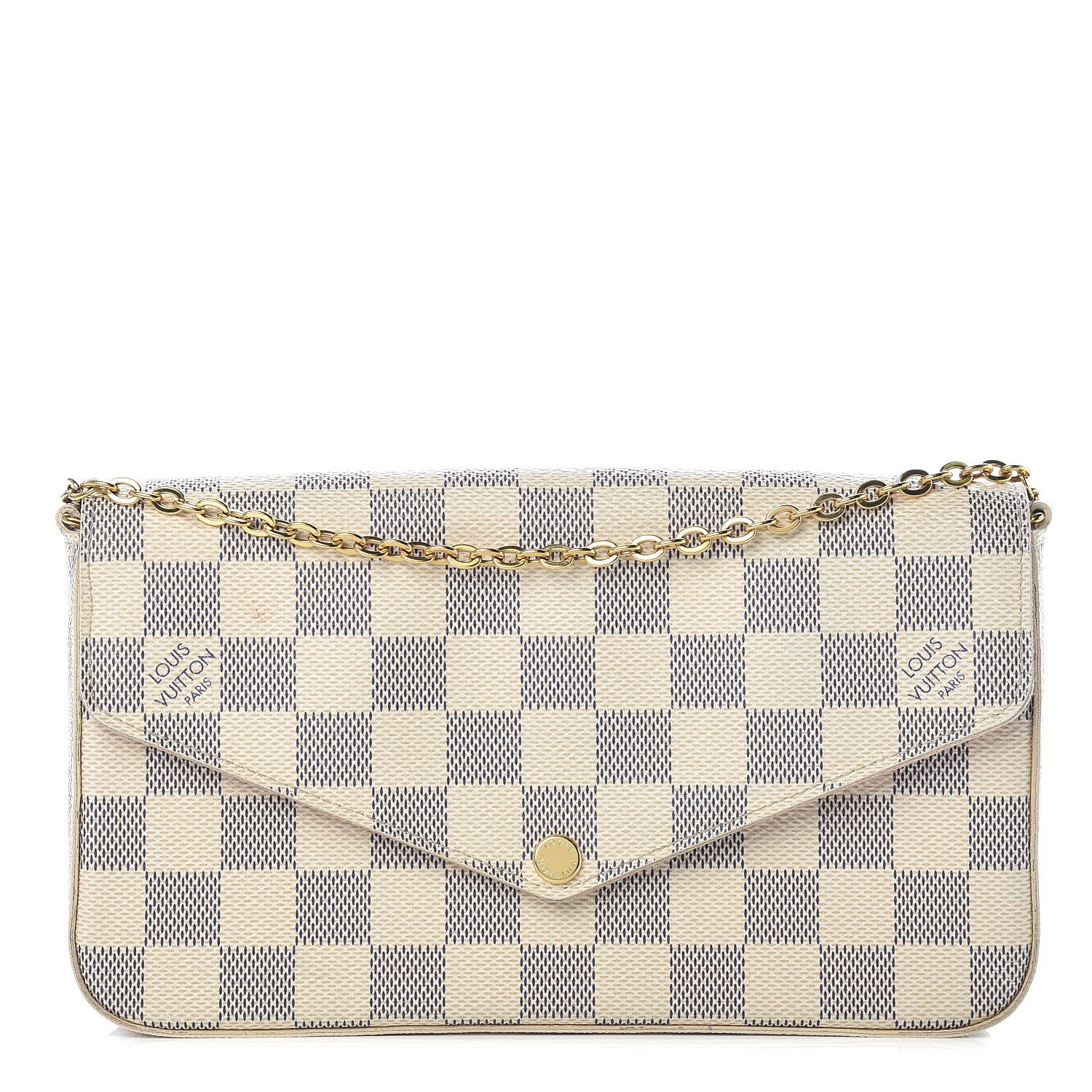 Louis Vuitton Damier Azur Pochette Felicie Chain Wallet Rose Ballerine 1 of 16
