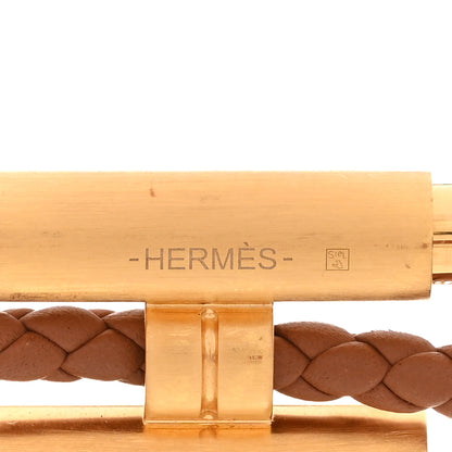 Hermes Swift Double Wrap Cord Tournis Tresse Bracelet Gold 4 of 5