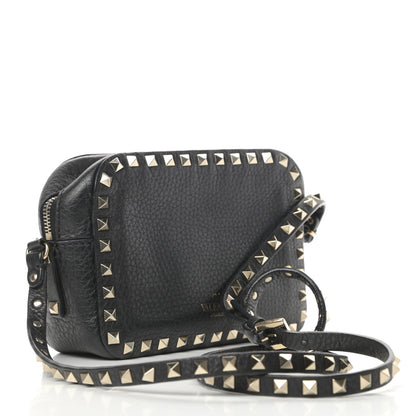 Valentino Garavani Pebbled Calfskin Rockstud Camera Crossbody Bag Black 3 of 16