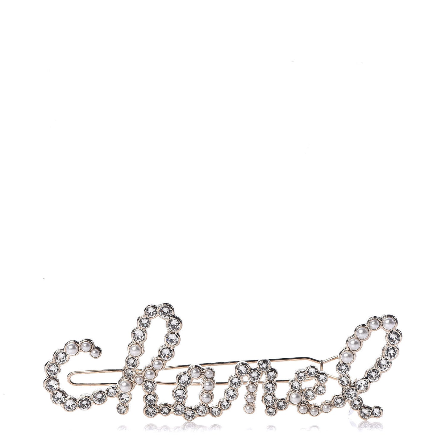 Metal Glass Swirling Pearls Hair Clip Gold