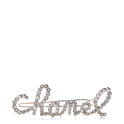 Chanel Metal Glass Swirling Pearls Hair Clip Gold 1 of 5