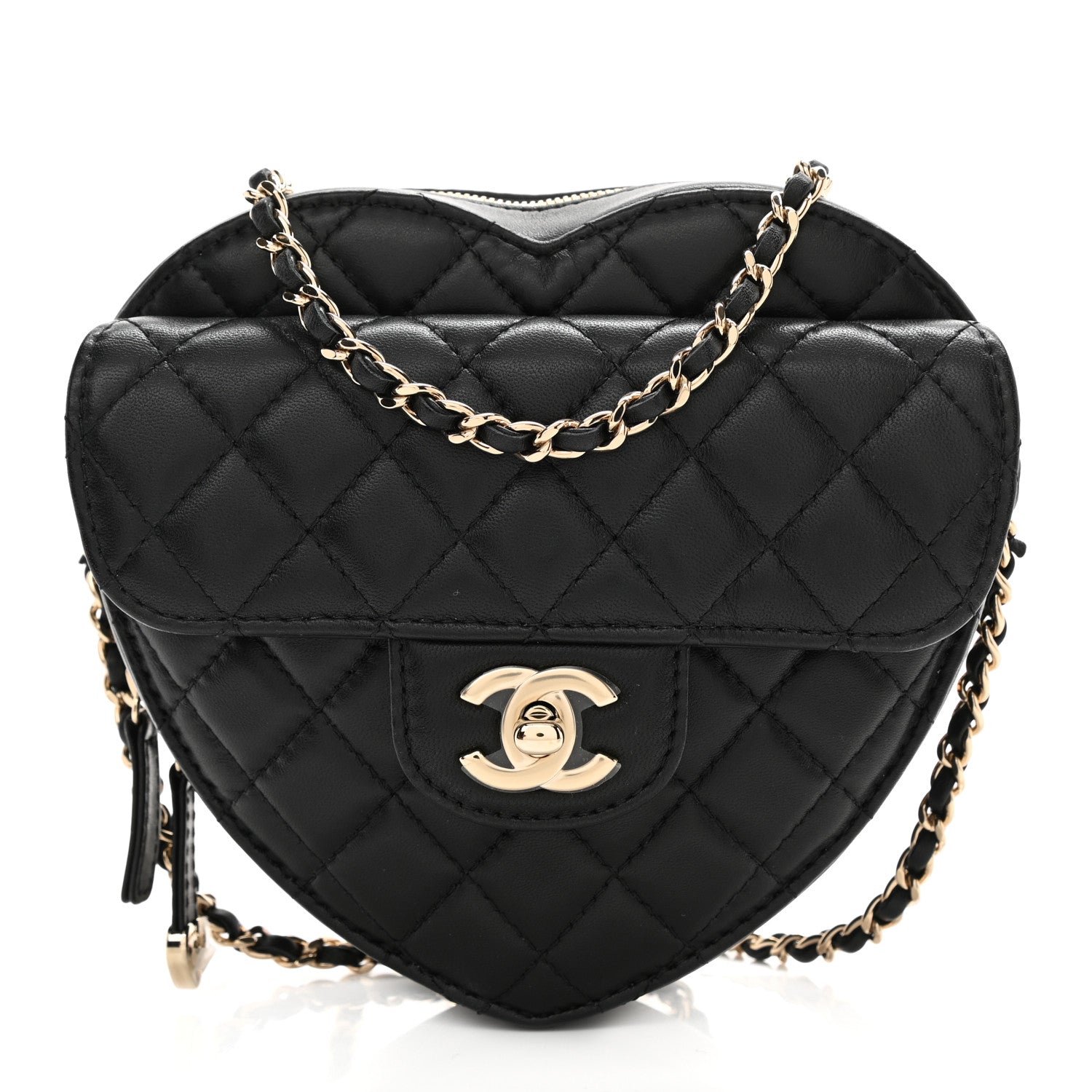 Chanel Lambskin Quilted CC In Love Heart Bag Black 1 of 9